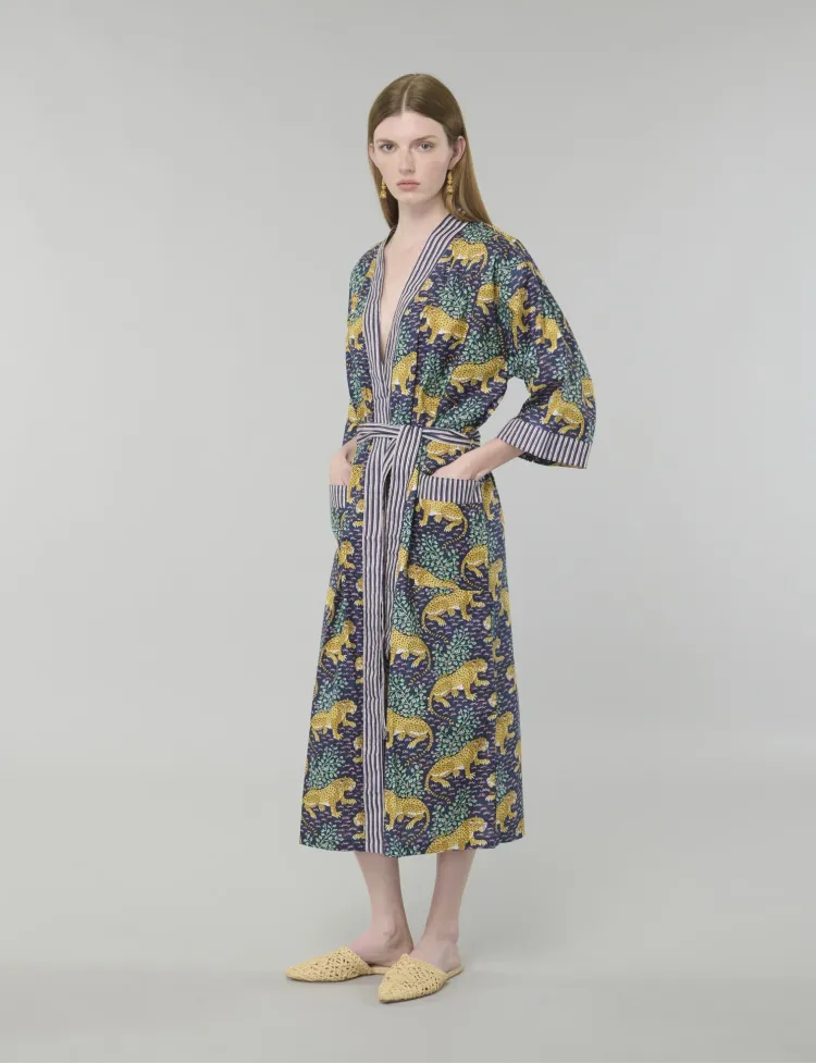 Leopard Kimono in Black