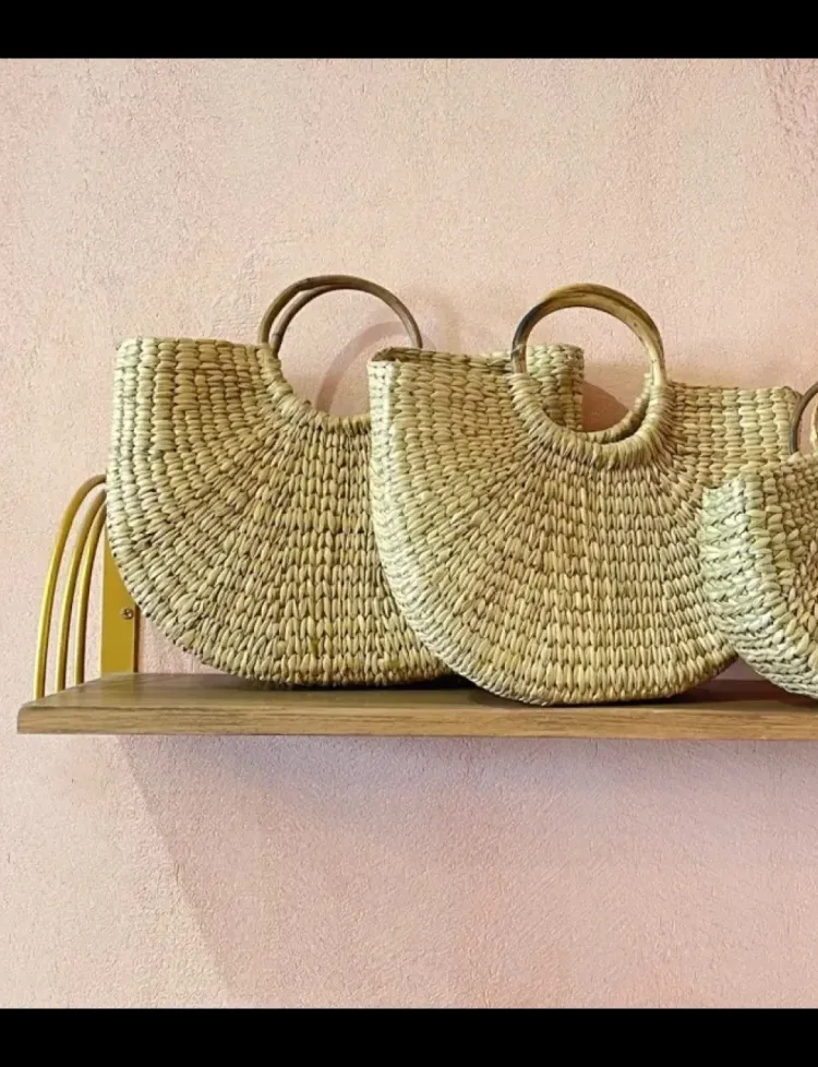 Fan Shaped Straw Bag
