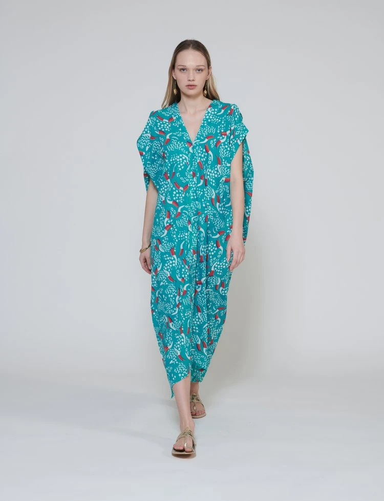 Amida Dress With Tucan Print Amida Dress With Tucan Print