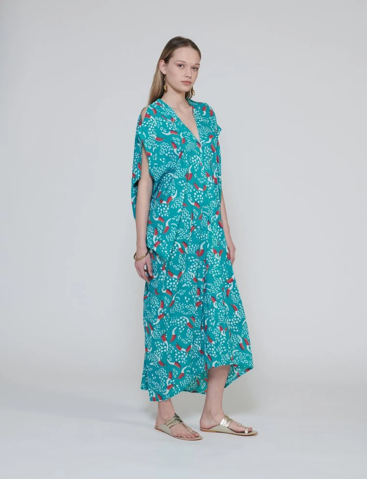 Amida Dress With Tucan Print Amida Dress With Tucan Print