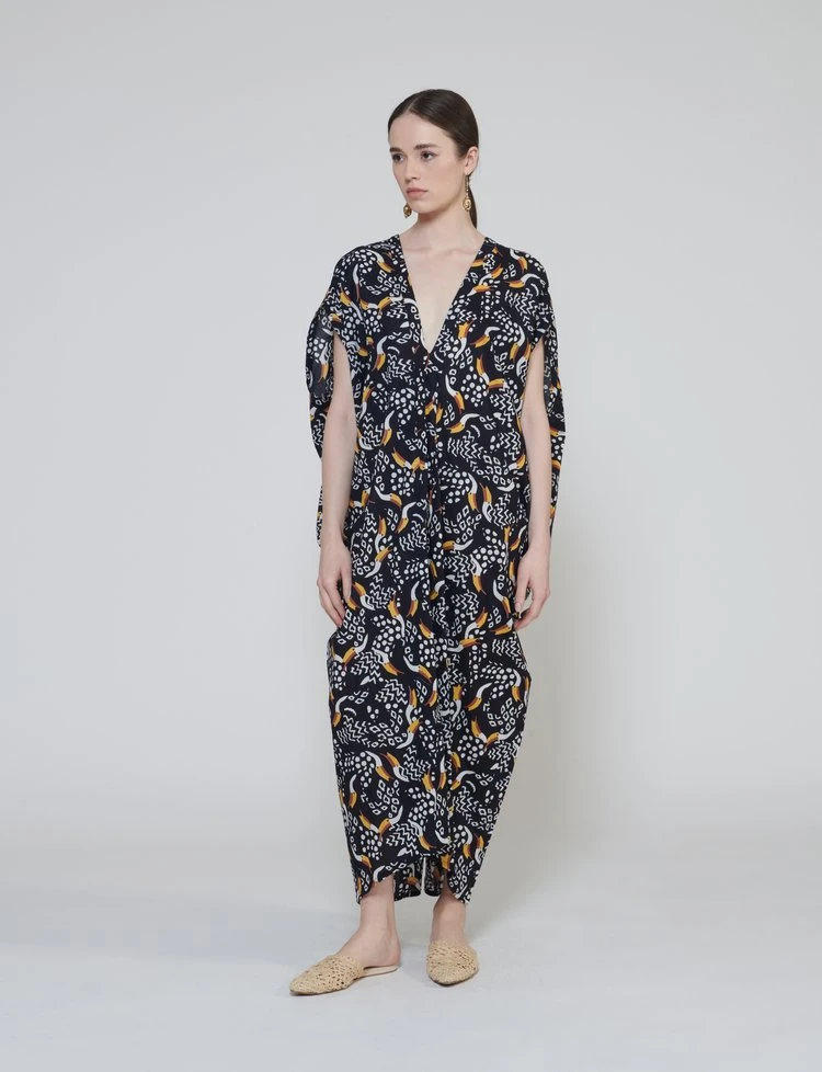 Amida Dress With Tucan Print