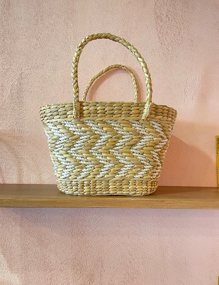 The Silver and White straw bag
