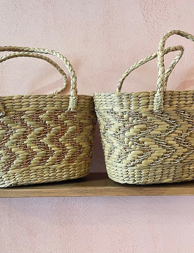 The Gold and Bronze straw bag