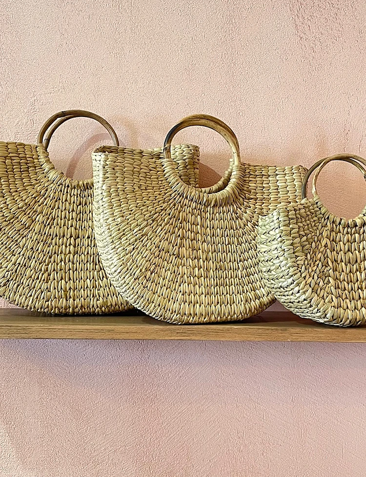 Fan Shaped Straw Bag
